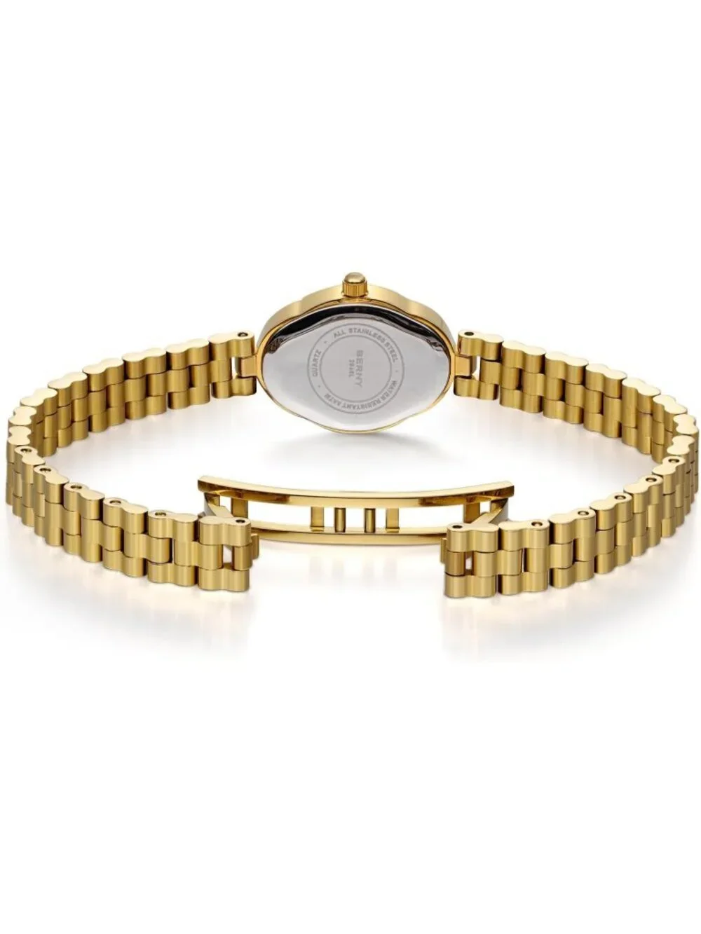 Women's Gold Blue Vintage Copper Mirrors Shape Dainty Ladies Quartz Luxury Watch